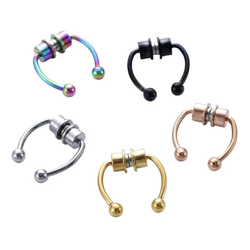 Body Jewelry Nose Ring - 1/2/3 Buah Cincin Hidung Magnetik Palsu,