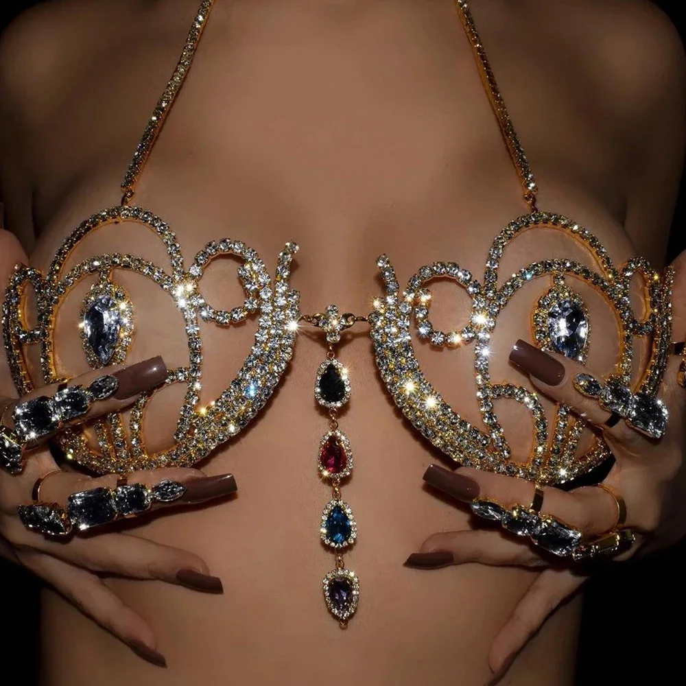 Body Jewelry Retainers - Bra Bikini berlian imitasi mewah Lingerie