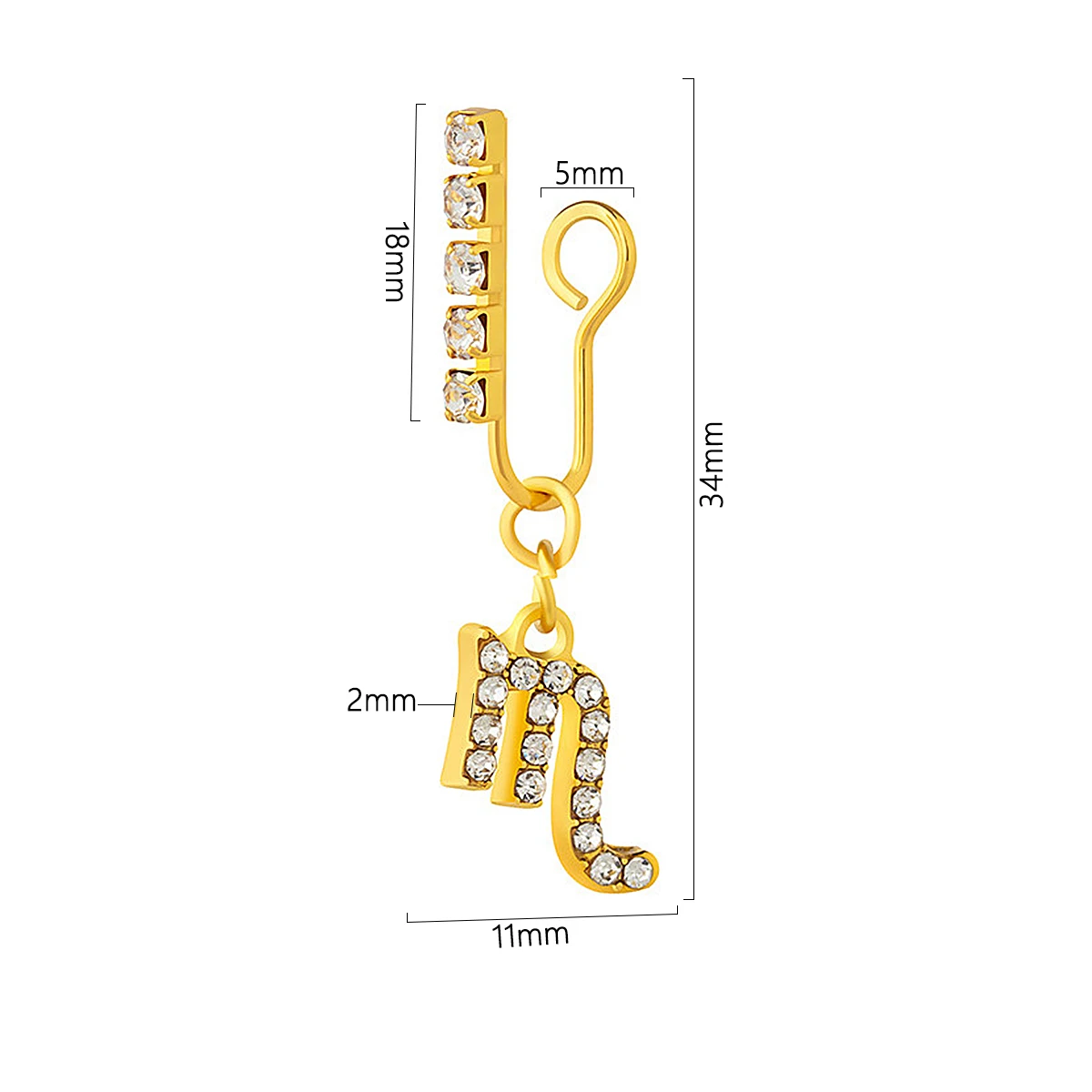 Body Jewelry Tunnels - 2 pak klip telinga logam zirkon