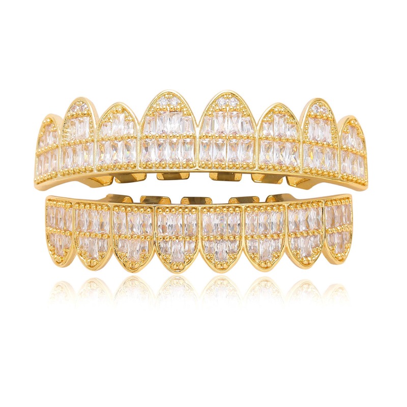 Body Jewelry Real Gold - Hiphop ices Out T persegi zirkon