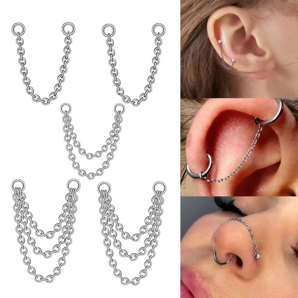 Body Jewelry Titanium - Rantai Hidung Titanium Rantai Tiga Lapis