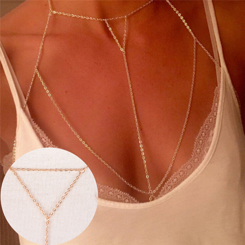 Body Jewelry Bra - Kalung V rantai modis wanita, hadiah