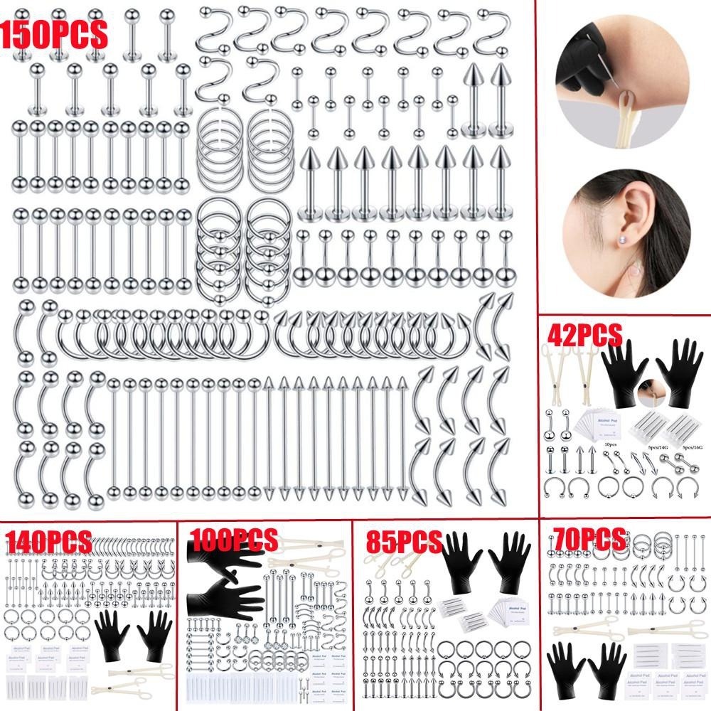 Body Jewelry Nose Ring - 150/140/85/70/42Pcs Peralatan Tindik Tubuh Perhiasan Alat