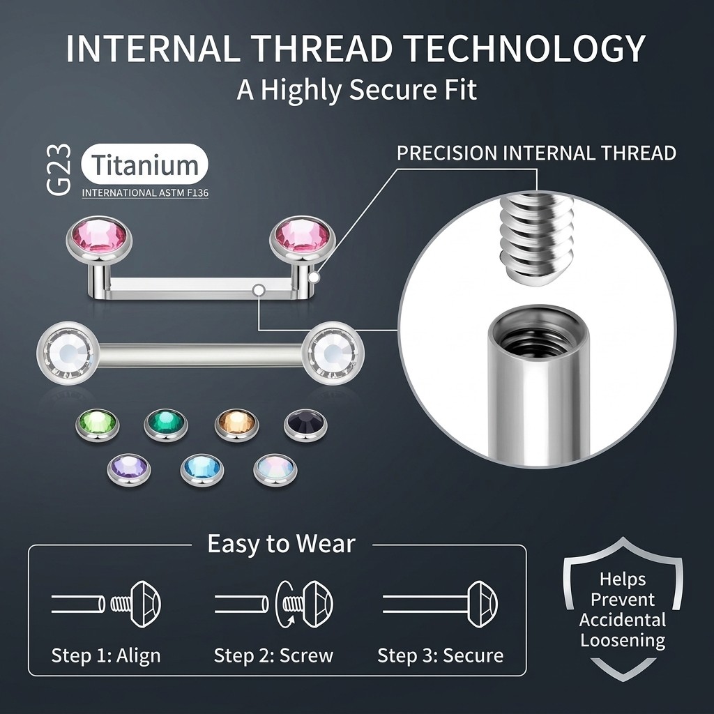 Body Jewelry Dermal - Perhiasan Tindik Titanium F136 Minimalis Kecil