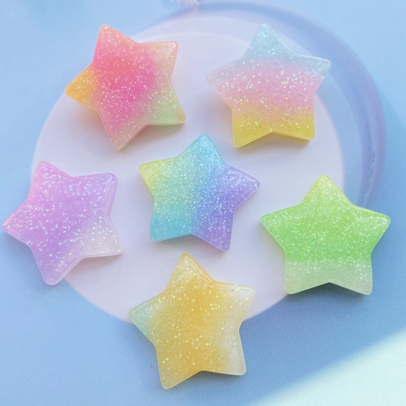 Star Flat Back - 10 Buah Kawaii Lucu Campuran Warna-warni