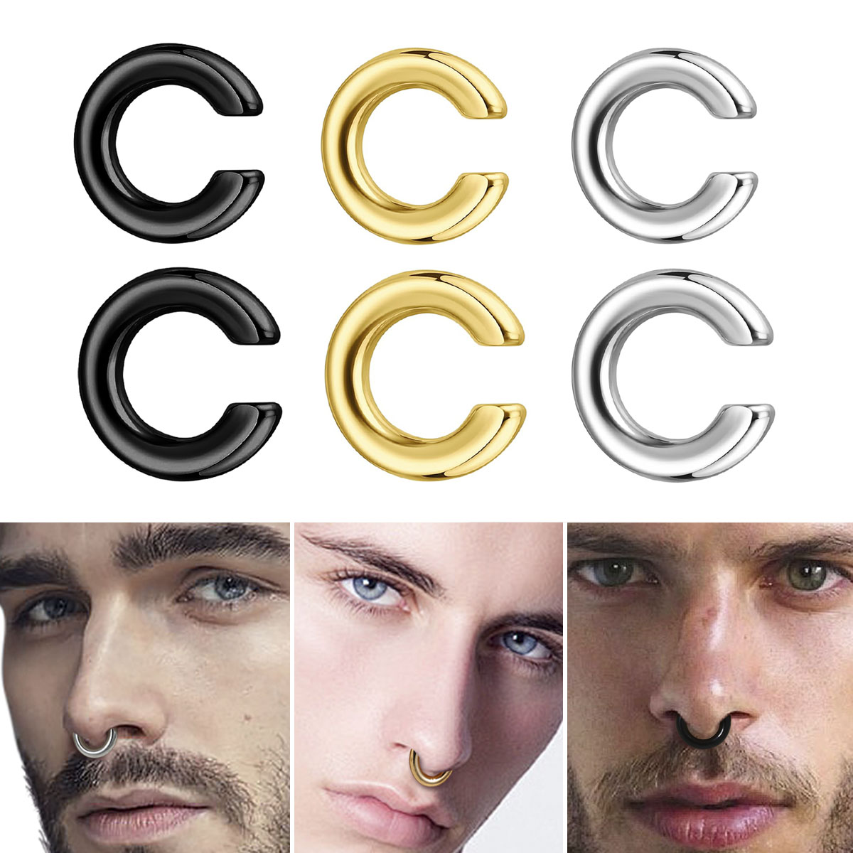 Body Jewelry Earrings - 1 buah cincin hidung tidak menusuk