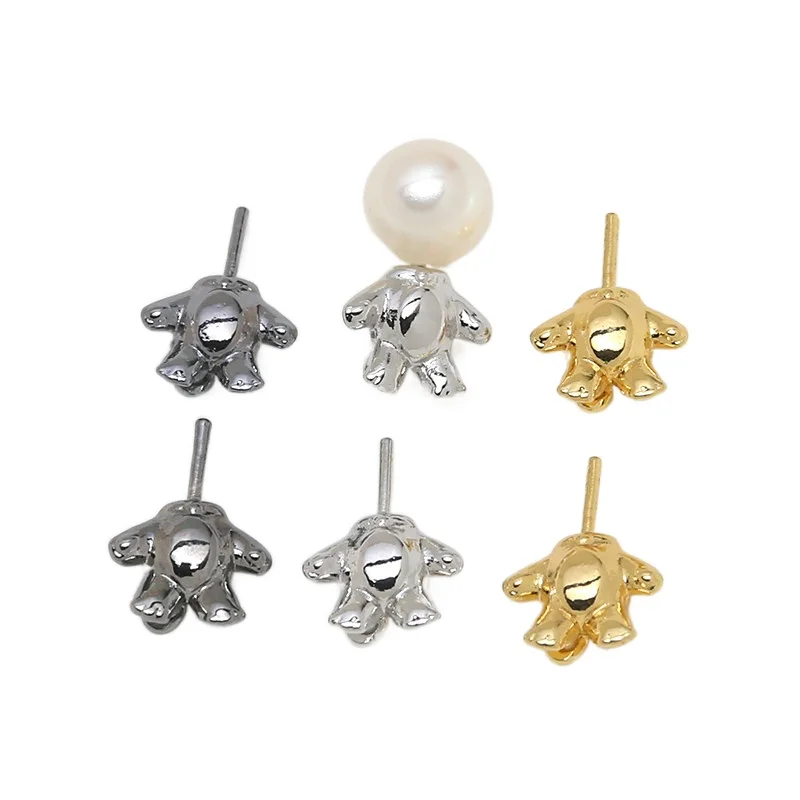 Body Jewelry Real Gold - 4 Buah Bahan Aksesori Pin Mutiara
