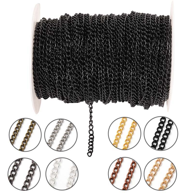 Body Jewelry Bra - 2Meter 2.5/3.5/4.5mm Rantai Logam Pipih Oval