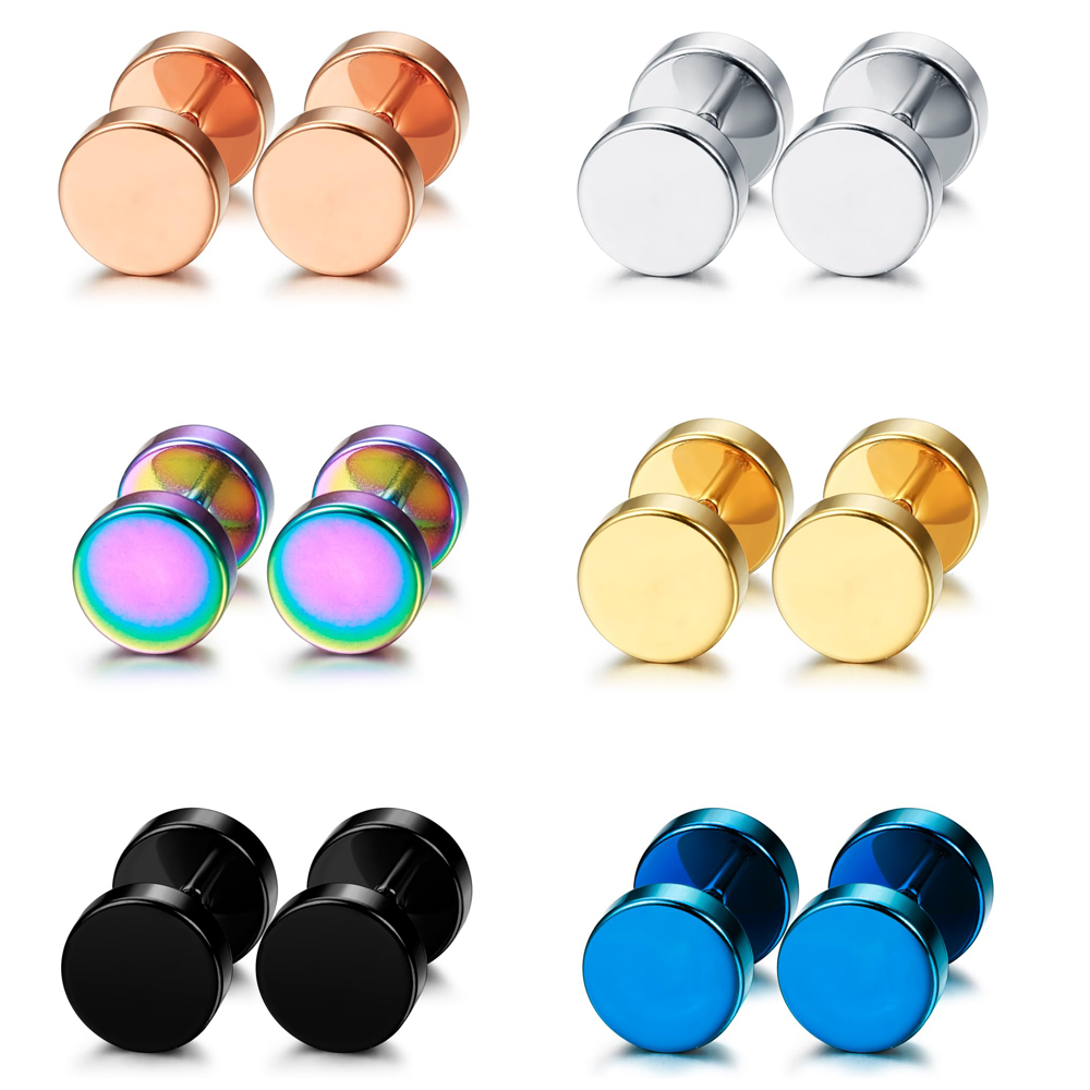 Body Jewelry Tunnels - Anting-anting kancing Stainless Steel, 1 pasang/6