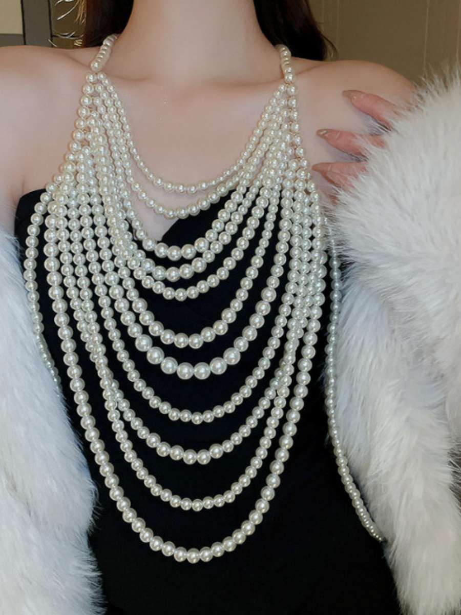Body Jewelry Brands - Kalung Mutiara Multi-Layer Seksi Perhiasan Lintas