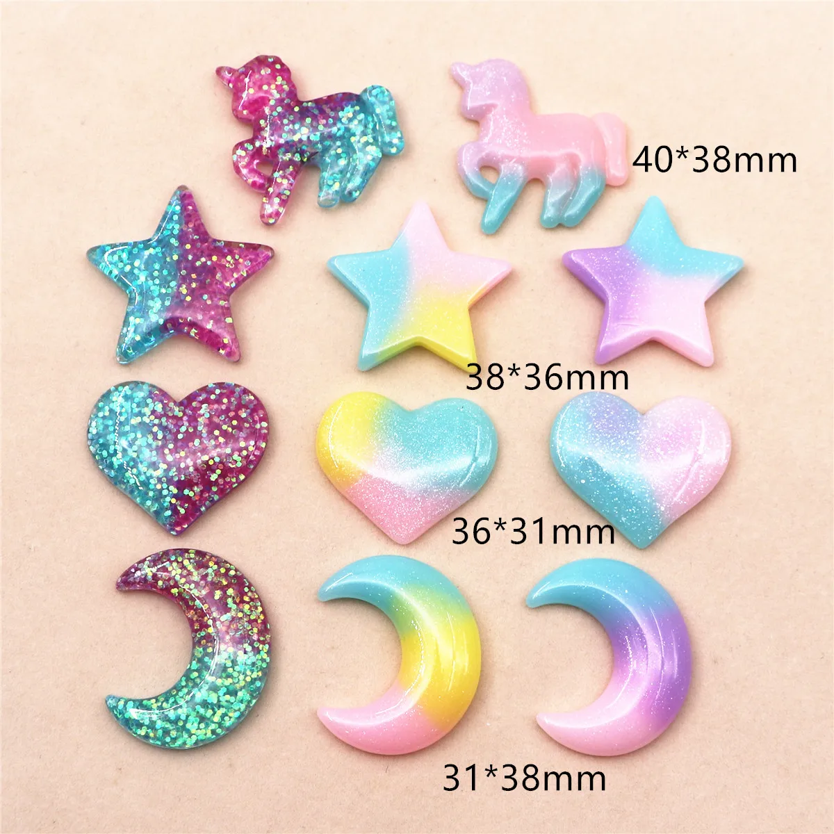 Star Flat Back - 10 Buah Aksesori Dekorasi Diy Kerajinan