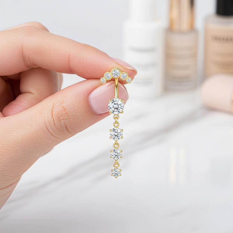 5 Buah Cincin Pusar Berlian Im - Body Jewelry Tunnels ulasan dan harga