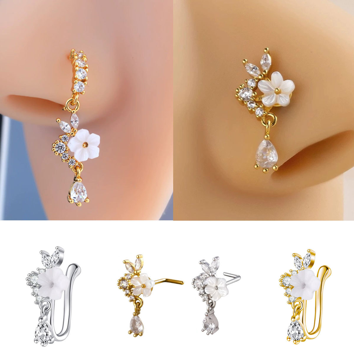 Cincin Hidung Bunga Emas denga - Body Jewelry Nose Ring ulasan dan harga