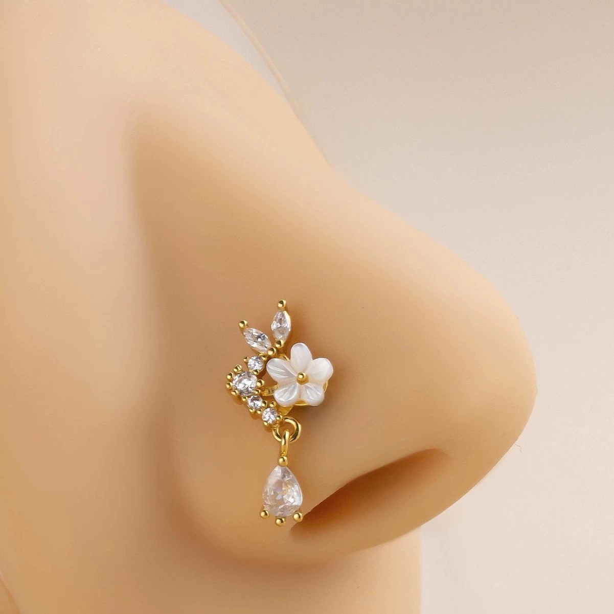 Cincin Hidung Bunga Emas denga - Body Jewelry Nose Ring ulasan dan harga