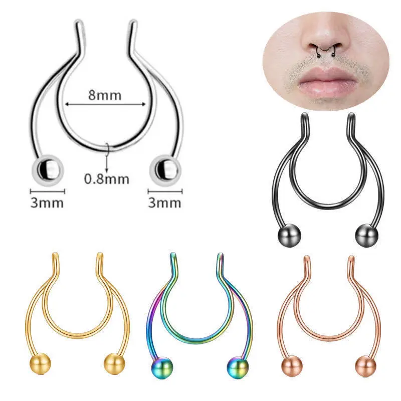 Cincin hidung palsu bentuk U,  - Body Jewelry Nose Ring ulasan dan harga