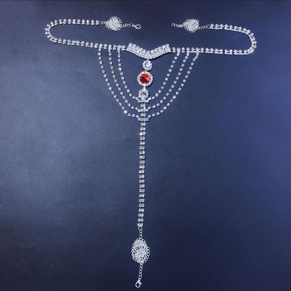 Celana dalam kristal merah Lin - Body Jewelry Retainers ulasan dan harga