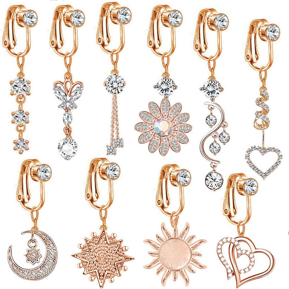Anting Klip Palsu untuk Pusar, - Body Jewelry Earrings ulasan dan harga