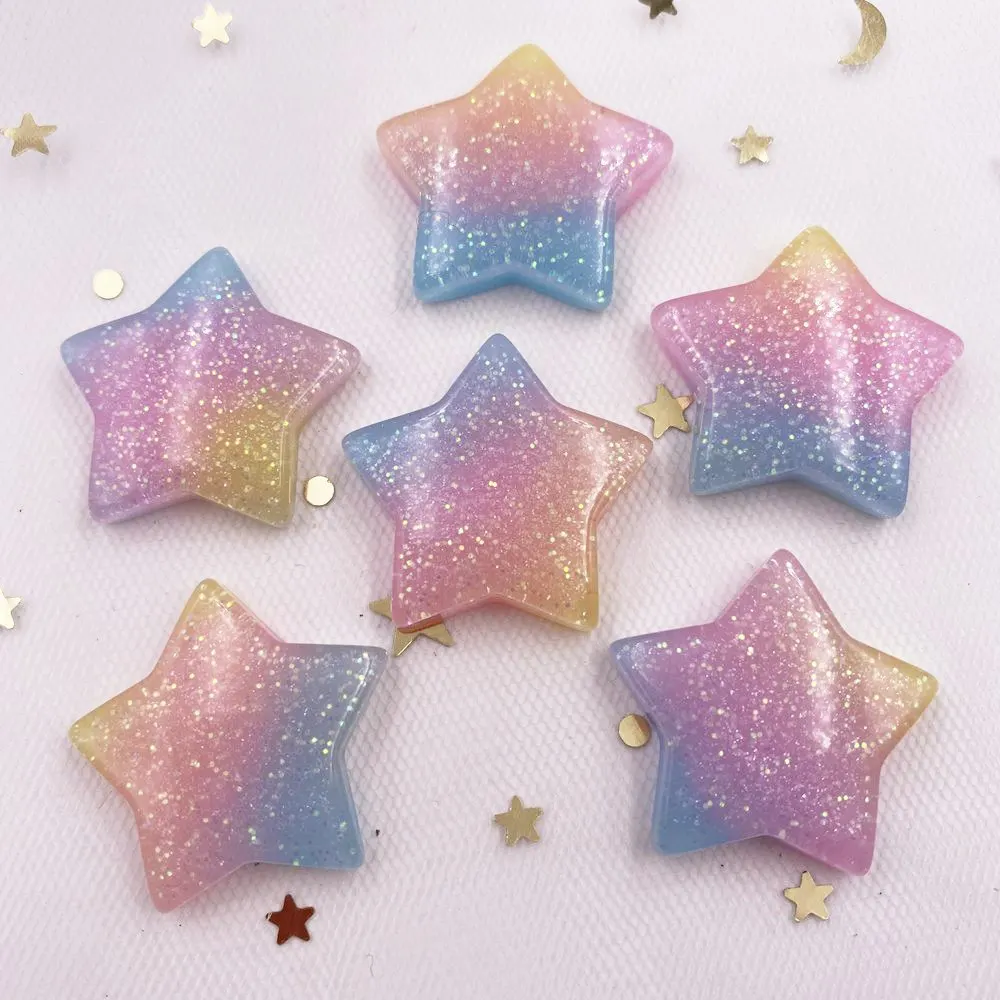 10 buah Glitter Kawaii Resin w - Star Flat Back ulasan dan harga