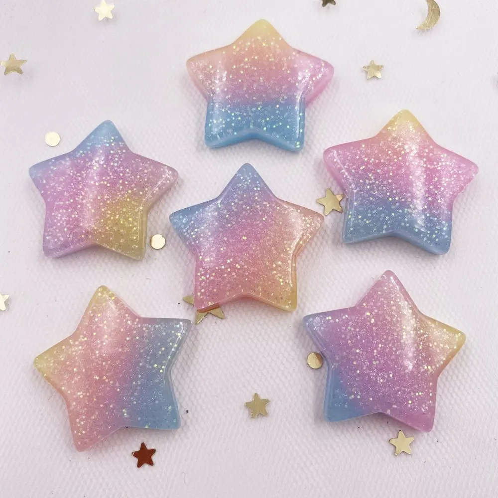 10 buah Glitter Kawaii Resin w - Star Flat Back ulasan dan harga