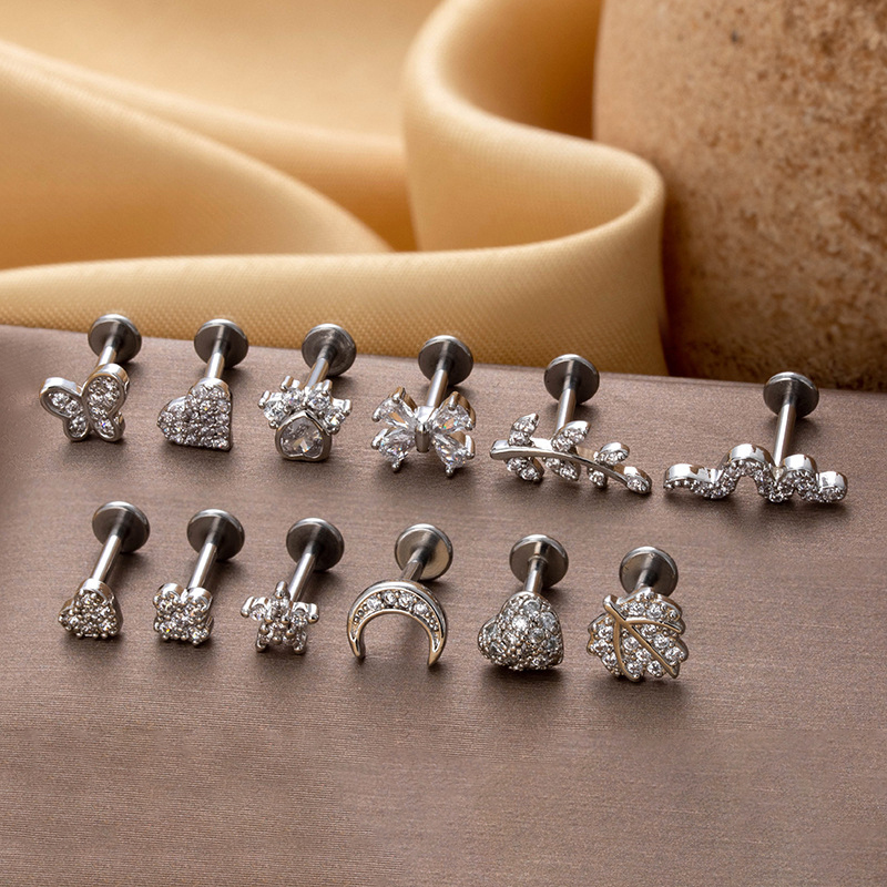 1 buah 99% anting bulan Teart  - Body Jewelry Titanium ulasan dan harga
