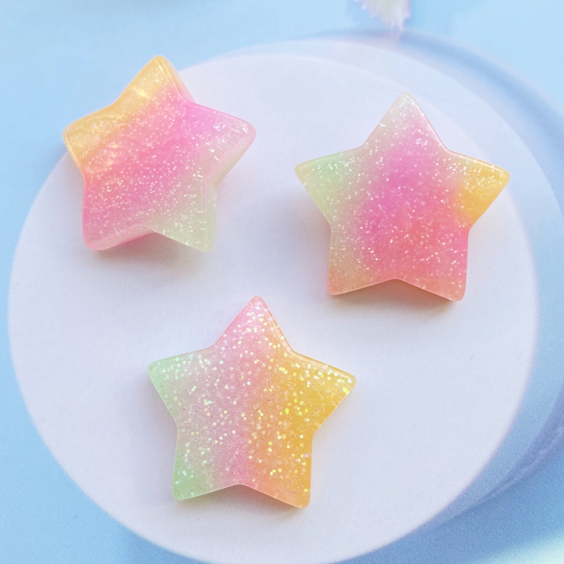 10 Buah Kawaii Lucu Campuran W - Star Flat Back ulasan dan harga