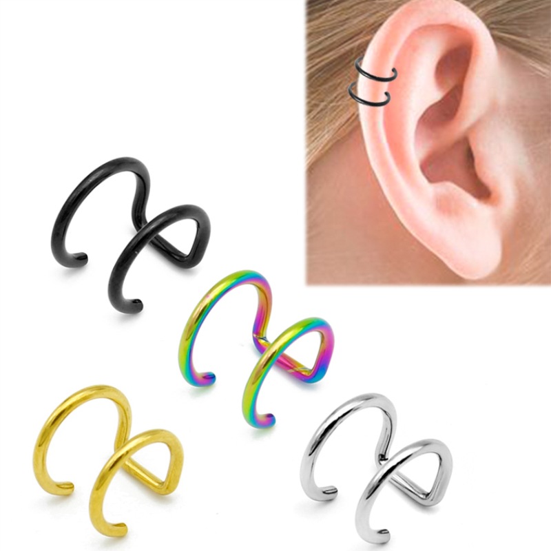 2Pcs Anting Jepit Telinga Baja - Body Jewelry Earrings ulasan dan harga