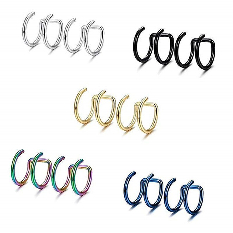 2Pcs Anting Jepit Telinga Baja - Body Jewelry Earrings ulasan dan harga
