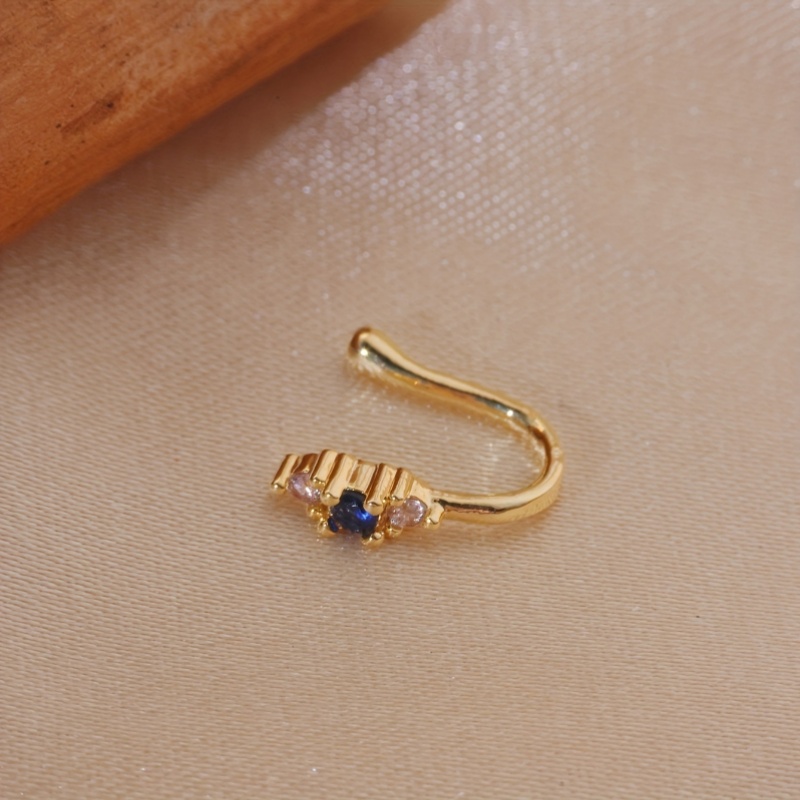 1 set klip hidung zircon biru  - Body Jewelry Nose Ring ulasan dan harga