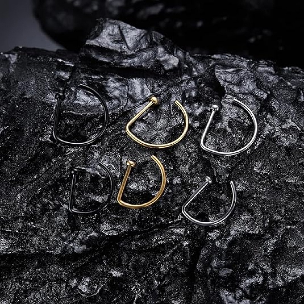 4 Paket Cincin Hidung Bentuk D - Body Jewelry Nose Ring ulasan dan harga