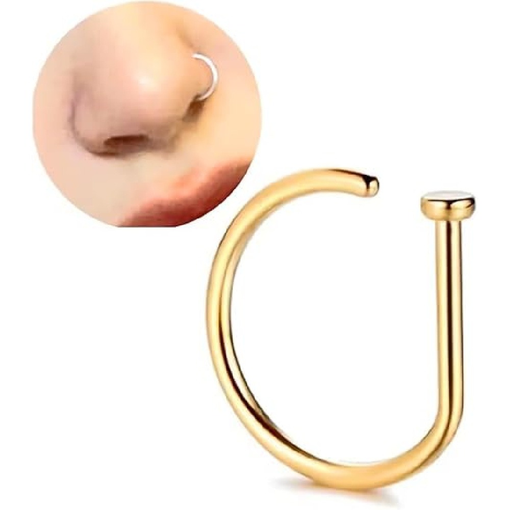 4 Paket Cincin Hidung Bentuk D - Body Jewelry Nose Ring ulasan dan harga