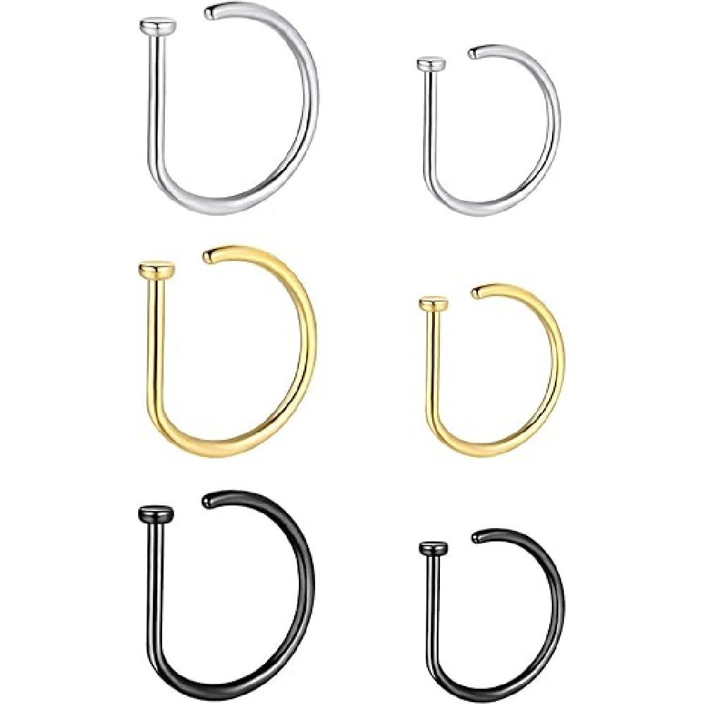 4 Paket Cincin Hidung Bentuk D - Body Jewelry Nose Ring ulasan dan harga