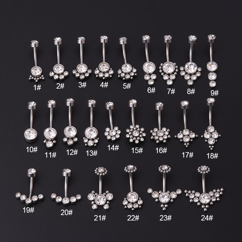 Cincin Pusar Emas Zirkon Bahan - Body Jewelry Titanium ulasan dan harga