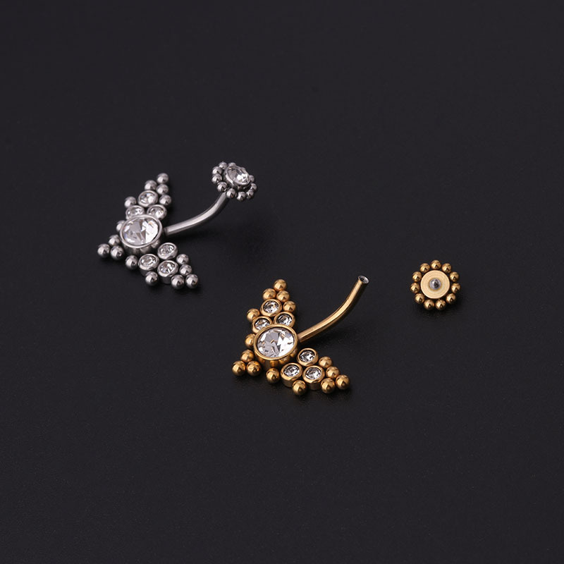 Cincin Pusar Emas Zirkon Bahan - Body Jewelry Titanium ulasan dan harga