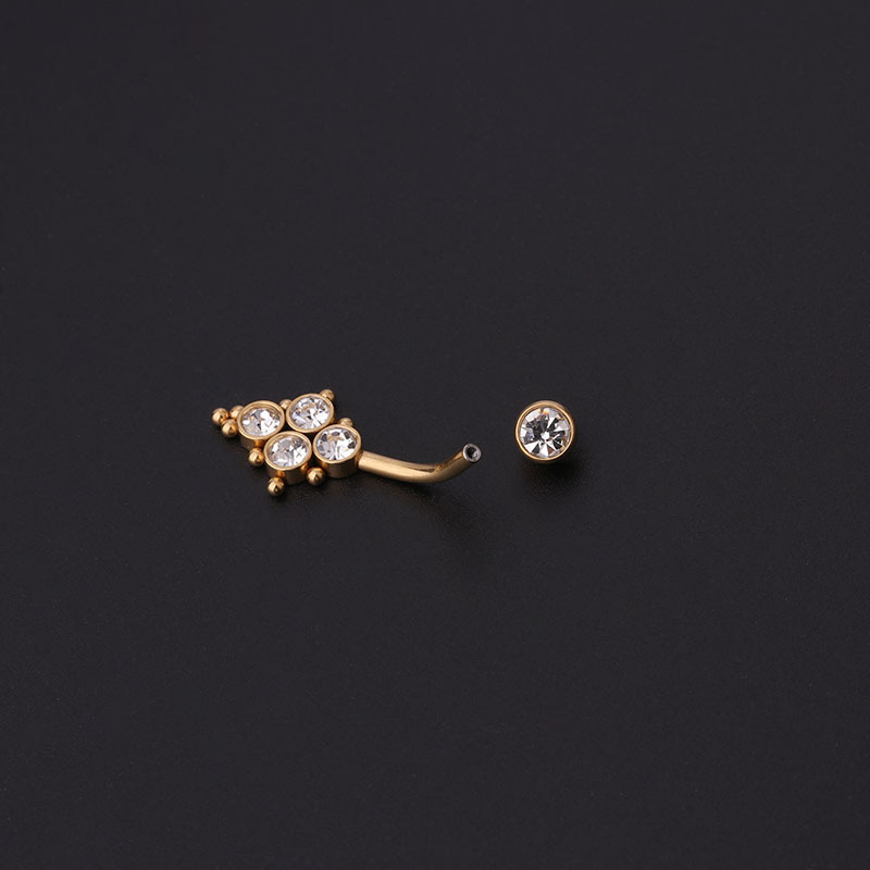 Cincin Pusar Emas Zirkon Bahan - Body Jewelry Titanium ulasan dan harga