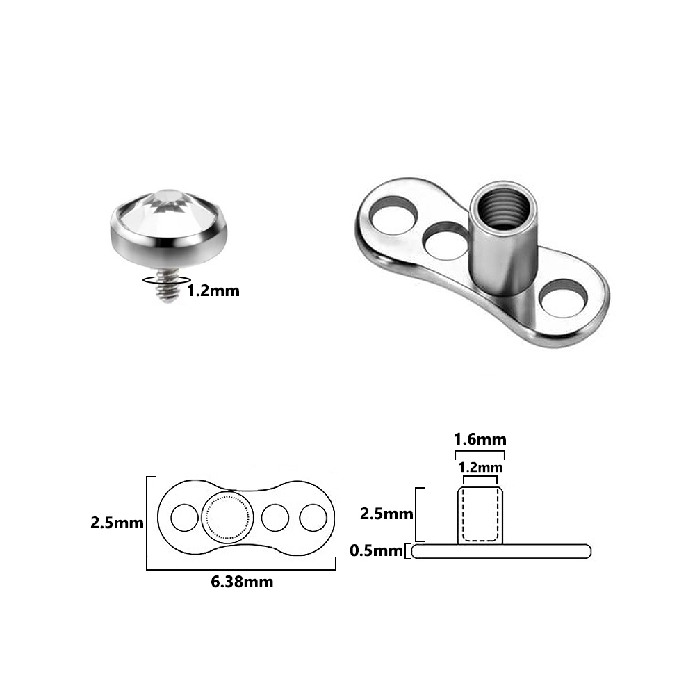 9 Buah-1 Buah Tindik Permukaan - Body Jewelry Dermal ulasan dan harga