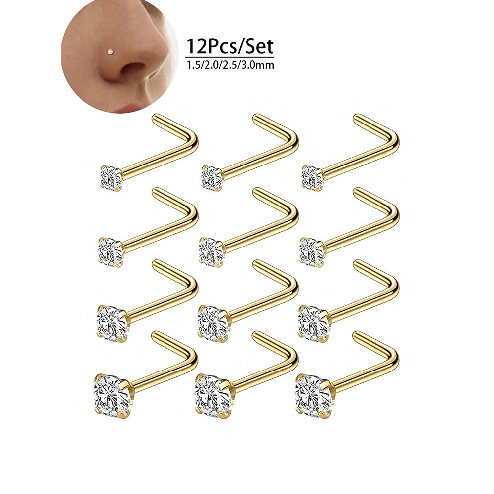 12-Piece Full Set 316L Hypoall - Body Jewelry Nose Ring ulasan dan harga