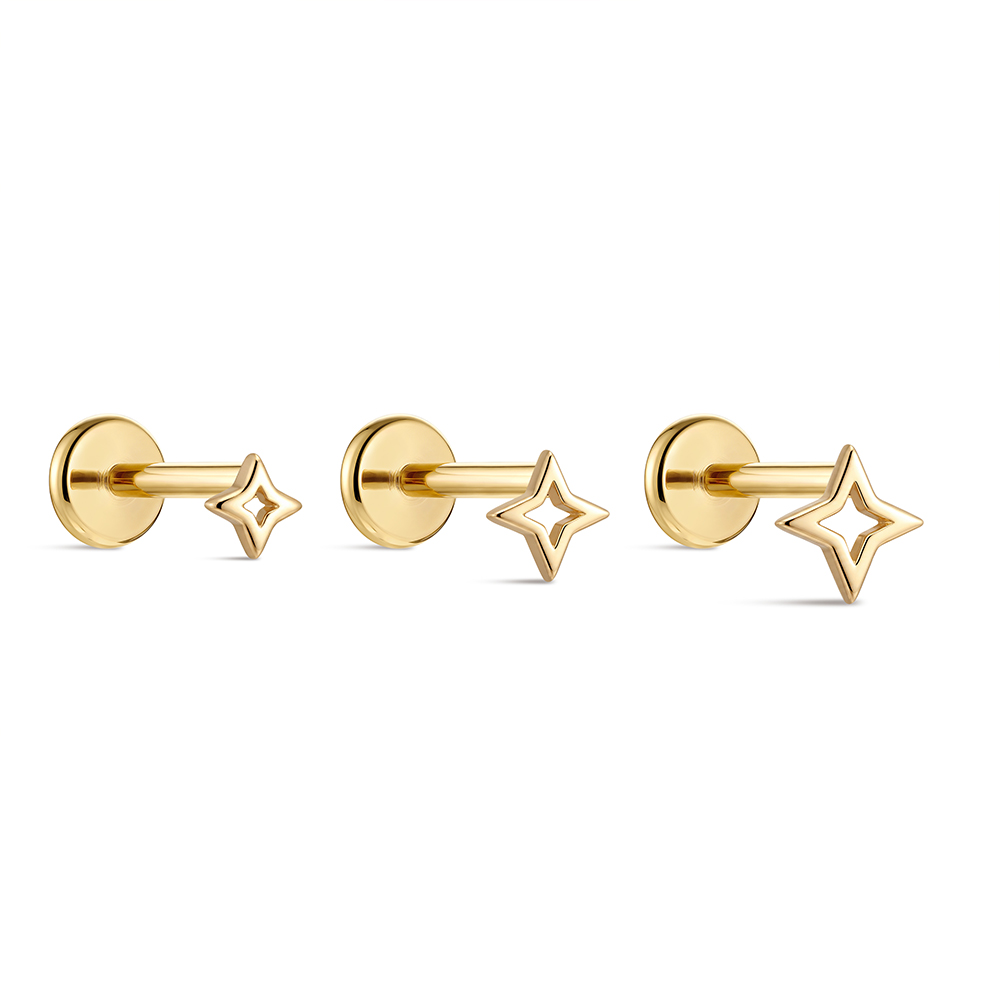 ROXI 1PC 5/6/8mm 14K Emas Pada - Star Flat Back ulasan dan harga